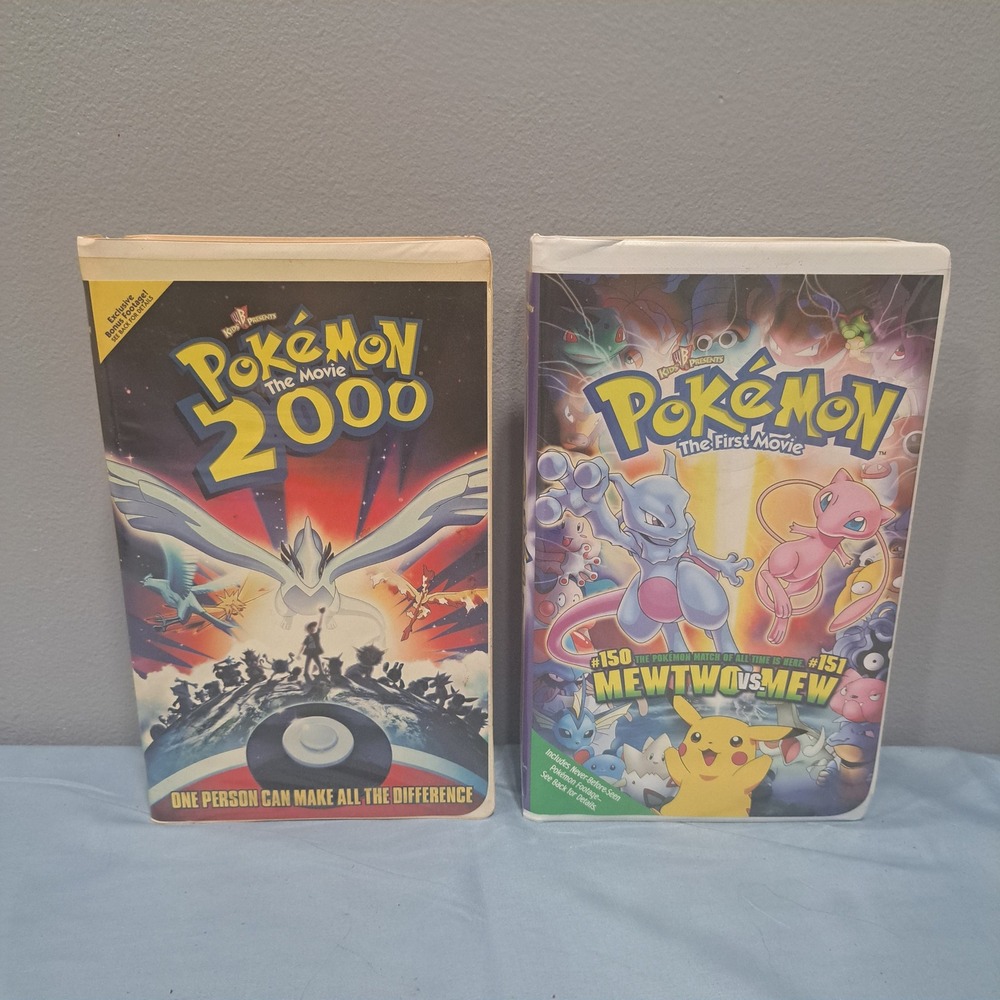 VTG Pokemon The First Movie & 2000 VHS Tape Lot Mewtwo Lugia Anime 90s Clamshell
